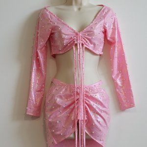 XS/S Pink Iridescent Gem & Pearl Rave Fit from " Belly eShop " on Etsy